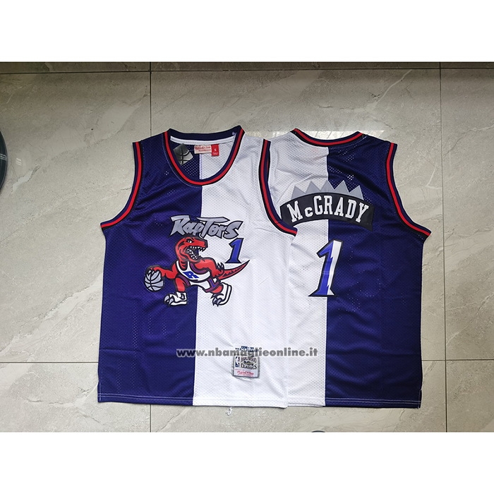 Maglia Toronto Raptors Tracy McGrady #1 Mitchell & Ness 1998-99 Split Viola Bianco